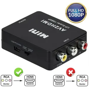 AV to HDMI Converter, RCA to HDMI Converter, RCA AV to HDMI HD Converter, 1080P Mini RCA Composite Video Converter Supports PAL/NTSC Compatible with Wii Wii Wii Wii/PC/Laptop/Xbox /PS4