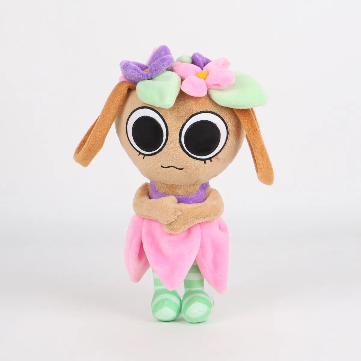 Dandy's World Bassie Plushie - Cute Anime Character Doll Stuffed Toy with Floral Headband, Pink Dress, Anime Plushies for Kids' Birthday, Christmas Collectibles, Cuddly Stuffed Toys Gift