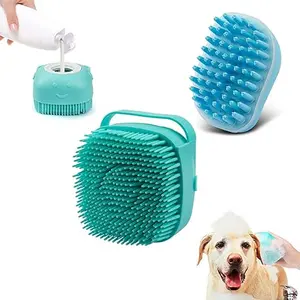 2Pack Dog Bath Brush, Soft Silicone Pet Shampoo Massage Dispenser Grooming Shower Brush for Short Long Haired Dogs and Cats Washing, ISWAYSTORE