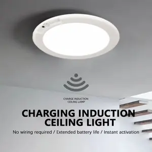 LED Rechargeable Ceiling Light, Dimmable ceiling lights, Motion-Activated Ceiling Lamp, USB Charging with Magnetic Mounting, Remote-Controlled Three-Colour Dimming, Adjustable Lights, For Living Rooms, Hallways, Bedrooms