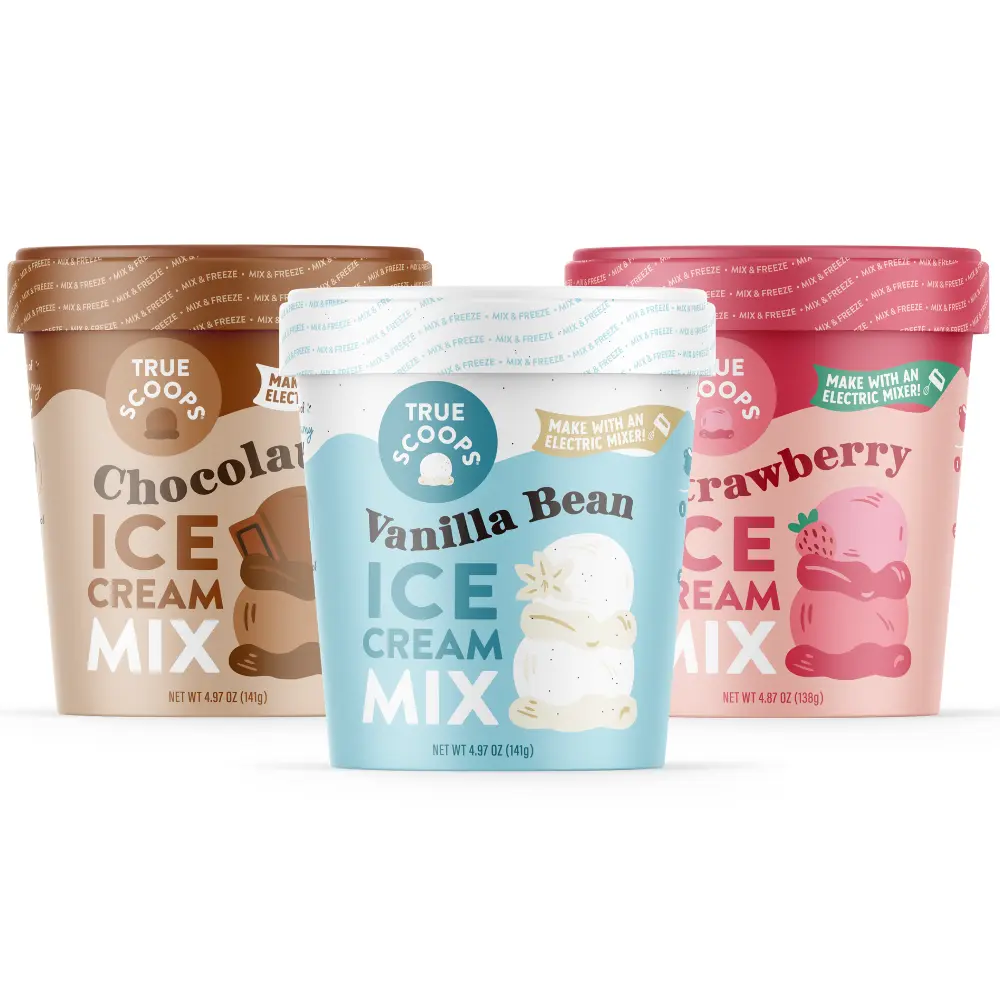True Scoops Ice Cream Mix 3-Pack, Vanilla, Chocolate, Strawberry - homemade dessert