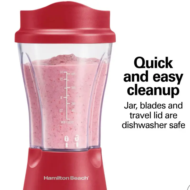 Hamilton Beach Personal Blender with Travel Lid Red