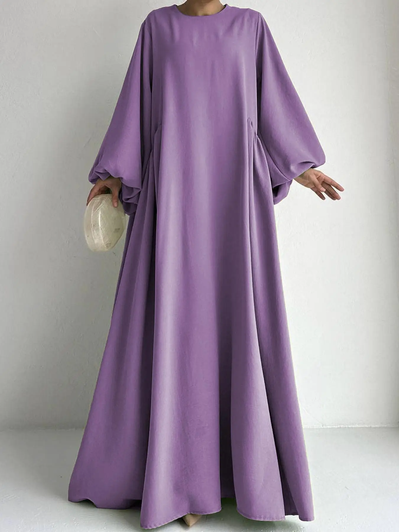 Arabic Clothing-Lantern Sleeve Round Neck Kaftan Dresses, Modest Long Sleeve Maxi Dress, Summer Outfits 2024, Women's Modesty Muslim Islamic Clothing for Summer, Batwing Sleeve Kaftan Style, Caftan