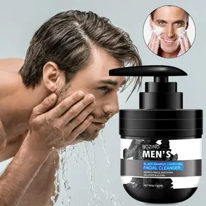 Men's Black Bamboo Charcoal Facial Cleanser, Deep Purifies & Controls Oil Facial Cleanser, Facial Skin Care Product for Men, Facial Cleaner