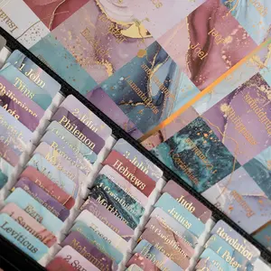 Laminated Bible Tabs (Gold foil Embossed Lettering), Bible Tabs for Women and Men, 80 Bible Index Book Tabs in Total, 66 Bible Tabs for Old and New Testament, Additional 14 Blank tabs