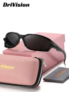 DriVision 1 Piece Unisex Asymmetrical Sunglasses, Polarized Half Frame, UV400 Understated quality