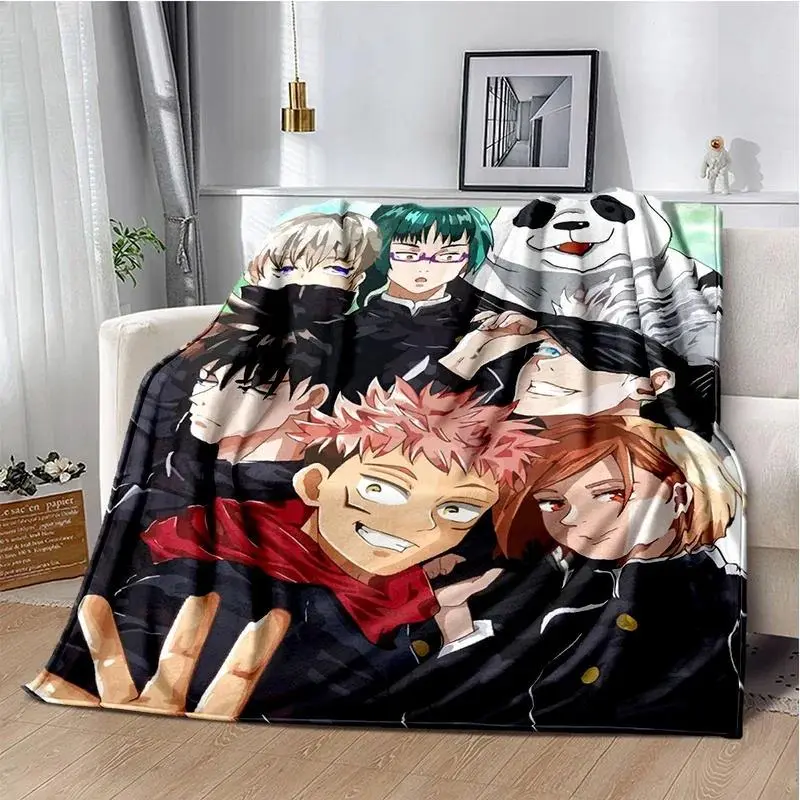 Jujutsu Kaisen Manga Cartoon Print Blanket - Skin-Soft Fabric Gentle Touch Bedding Throw, Multi-Size Unisex Anime Blanket, Ideal Gift, Anime Themed Decor for Children's Festivals