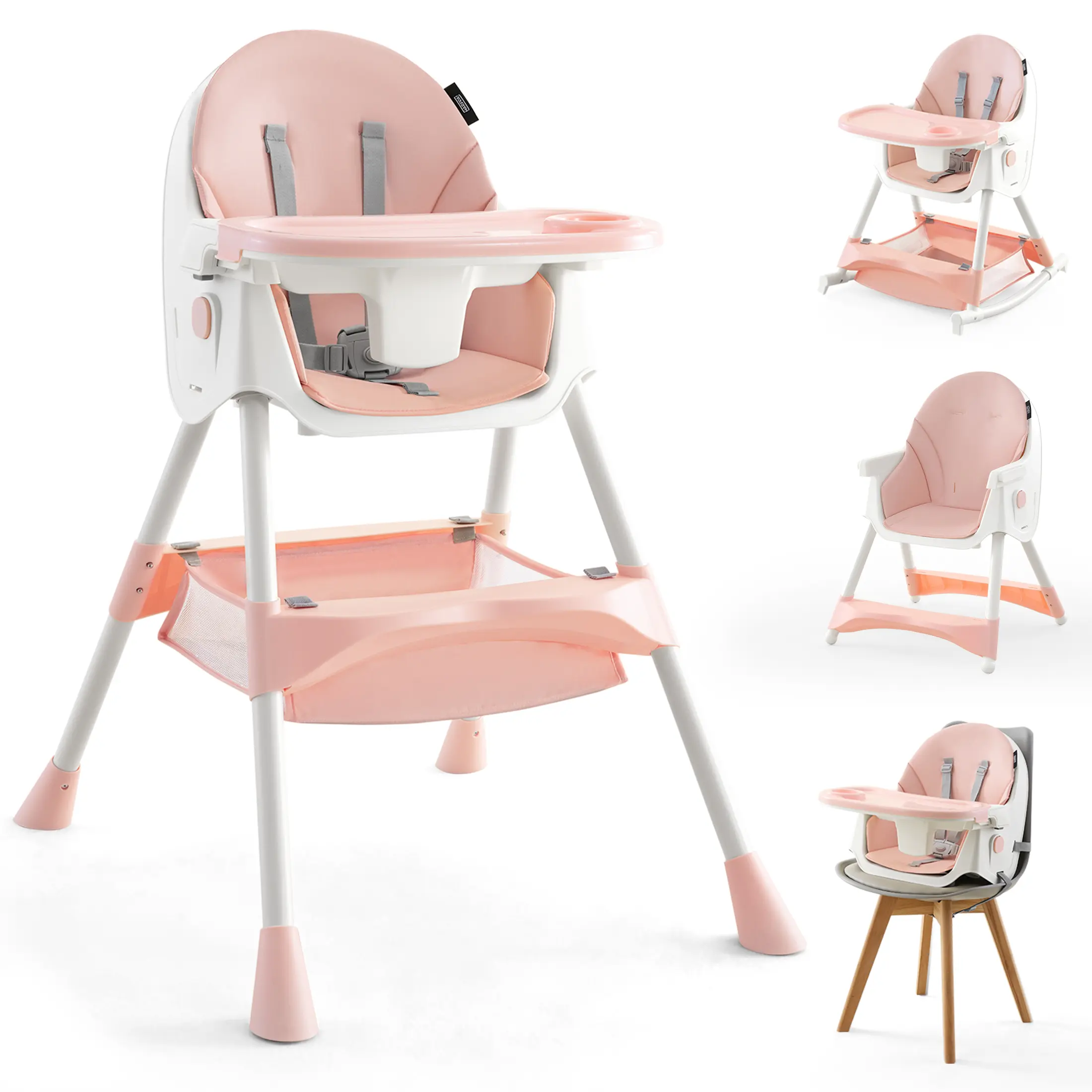 HARPPA 6-in-1 Convertible High Chair - Foldable Baby Furniture with Removable Tray, Safety Harness, Storage Basket, Adjustable Multi-Mode Design, Ideal for Babies (Convertible High Chairs)