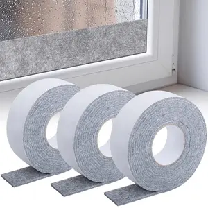 3 Rolls Window Condensation Absorption Strips, Prevent Condensation, Self-Adhesive Easy Installation Reusable Gel Tape, Felt Moisture Sealing Strip, Dries Out Humidity, Compact Packaging