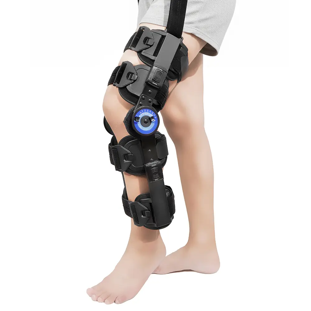 Adjustable ROM Knee Brace with Hinged Support Aulexmed Angle-Control Knee Support Brace with Shoulder Strap, Quick-Release Buckles, Anti-Slip Straps for Daily Wear and Walking