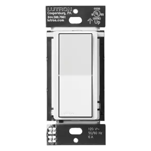Lutron Claro Smart Accessory Switch, Only For Use With Diva Smart Dimmer Switch/Claro Smart Switch, Multi-Location On/Off, DVRF-AS-WH, White