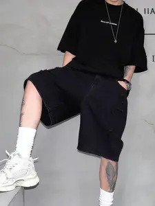 Men's Solid Ripped Denim Shorts, Loose Casual Comfy Fashion Shorts for Summer, Men's Bottoms for Daily Wear