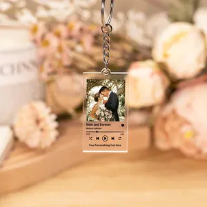 Custom Acrylic Keychain, Acylic Music Keychain, Song Key Ring, Photo Keychain, Anniversary Gift For Couple, Music Album Gift, Valentine Gift
