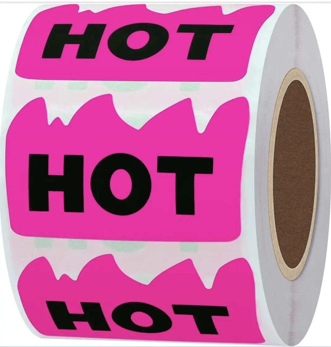 500pcs Fluorescent Red/Pink Rave Fire Shape Stickers, 2x1.2 Inch Hot Flame Marking Labels for Festival Spicy Sauce (Office Stationery & Supplies), Sticker