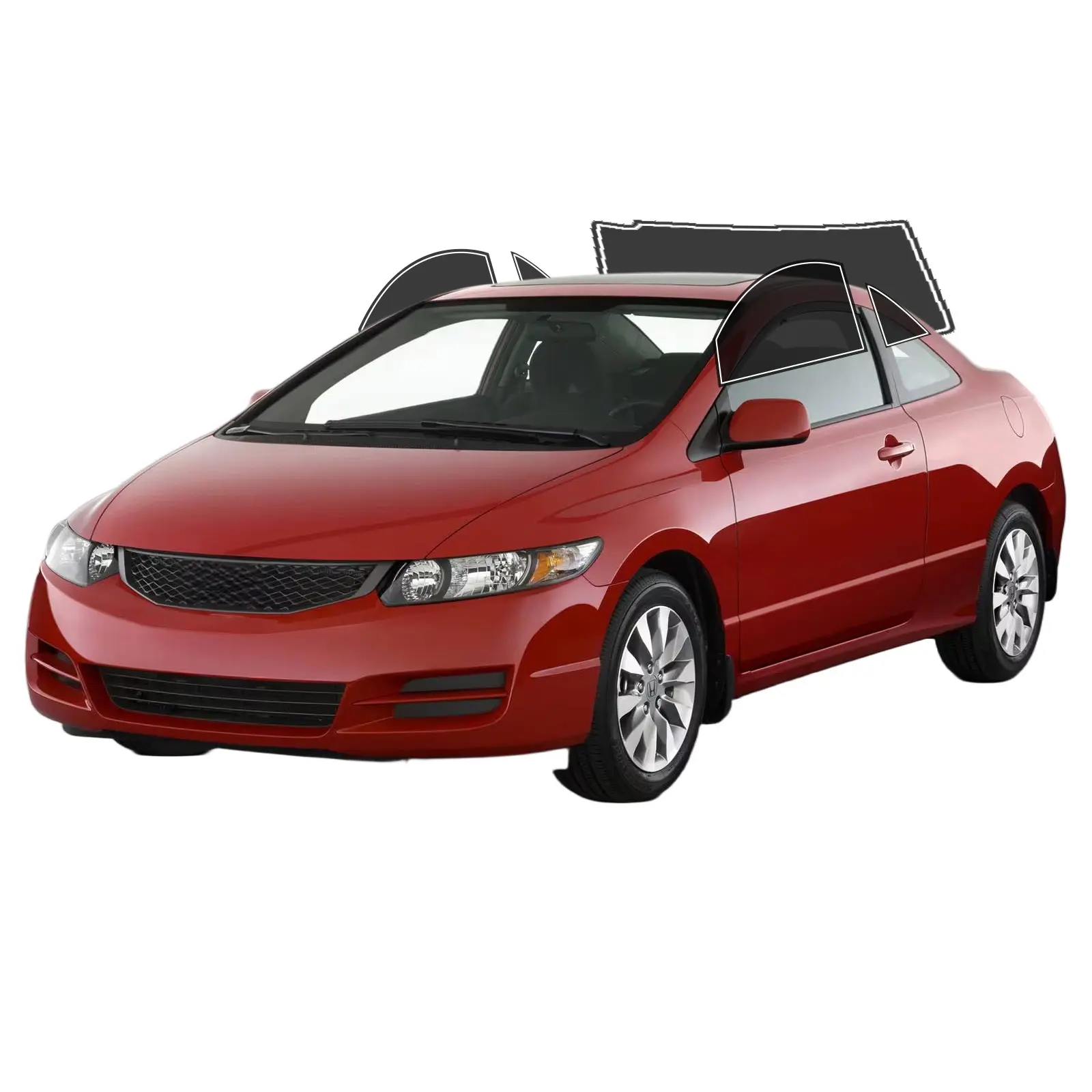 Precut 2Ply Side Window Tint Film Kit for Honda Civic Coupe 2006-2011, No Trimming Needed, Anti-Shatter, UV Block, Privacy Protection, Quick Fit, Heat & Glare Reduction, Easy Install