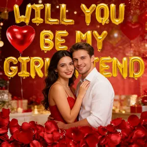 Romantic Proposal Decoration Set, Love Balloons, Will You Be My Girlfriend Balloon, Rose Marriage Proposal, Wedding Scene Decor