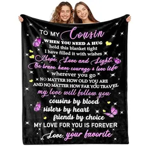 Cousin Gift Throw Blanket 280GSM Sweet Cousins Gifts for Women Perfect Birthday Present for Female Cousin Soft Cozy Texture Great for Her Couch Bed Lounging Adds Warm Vibe to Her Space Thoughtful Pick for Gifting Cousins Fits Daily Use & Celebrations