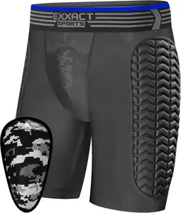 Exxact Sports Youth Baseball Sliding Shorts with Soft Athletic Cup Breathable Padded Compression Shorts for Baseball Softball (Black)