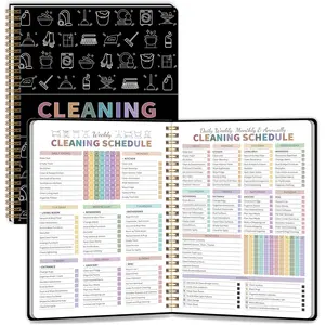 Cleaning Planner for Adults Women, Cleaning Schedule and Checklist Notebook, Cleaning and Organizing Planner, Daily Weekly Monthly Schedule Household Cleaning Checklist Planner