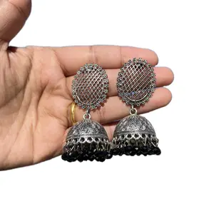 Oxidized Silver Jhumka