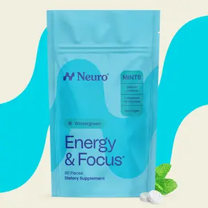 Neuro Wintergreen Energy & Focus Mints (90 Pieces) - Sugar Free with Natural Caffeine, L-theanine, Vitamin B12 & Vitamin B6 Neuro Wintergreen Energy & Focus Mints (90 Pieces) - Sugar Free with Natural Caffeine, L-theanine, Vitamin B12 & Vitamin B6