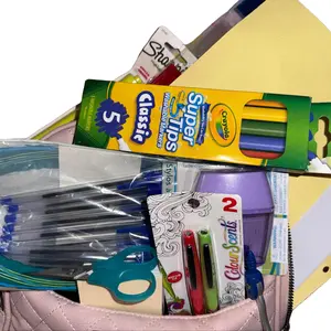 Crayola Back to School Starter Pack - Includes 10 Ballpoint Pens, #2 Pencils, Scissors, Binders, Folders, Erasers, Sharpener, Highlighters, Index Cards, Dividers, Color Pencils, Glue, Scented Pens or Math Tool for Students