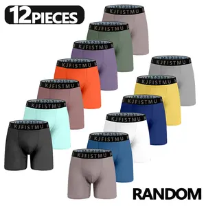 12 pieces/package Men's solid color spliced letter print simple boxer briefs, fabric for men's clothing, moisture-absorbing and sweat-wicking, antibacterial and deodorizing, soft and durable with shape retention, suitable for autumn wear - KJFISTMU
