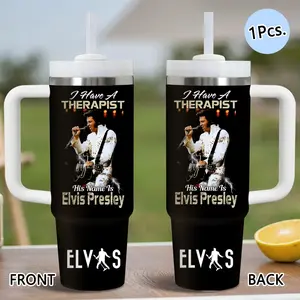 PIKPAKA Singer Elvis Vacuum Flasks 40oz Stainless Steel Hydration Tumbler Drinkware with Handle & Straw, Vacuum Insulated Travel Mug Keeps Drinks Cold Up to 12 Hours, Leak-Resistant Cup for Iced Coffee, Water, Office, Gym or Travel