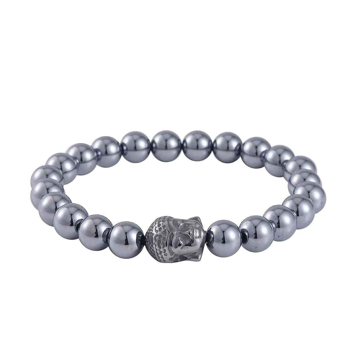 Terahertz Beaded Stretch Bracelet with Buddha Charm 85.00 ctw