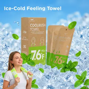 CoolRush Cooling Towel, Instant Cold Neck Wrap for Hot Weather, Cooling Body Wipe, Chilly Rag For Sports, Yoga, Workout, Gym, Running, Travel, Beach, Camping, Hiking & Outdoor Activities, 27 x 9 inches