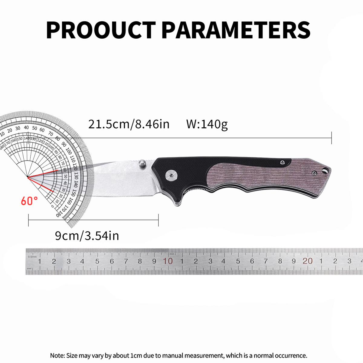 Stonewashed Stainless Steel Folding Knife, Must-Have Survival Gear for Outdoor Adventures