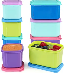 Small Food Containers with Lids Set of 8 4pcs 3oz & 4pcs 5oz Leakproof Stackable Storage for Snacks Condiment Sauce BPA-Free Salad Dressing Container to Go Compact Safe Material