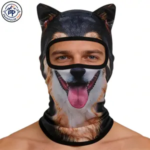 3D Animal Funny Balaclava - Novelty Cycling Face Mask for Outdoor Sports Sun Protection Dust Proof Breathable Neck Gaiter Dog Cat Tiger Prints full mask balaclava Animal-Ear shiesty