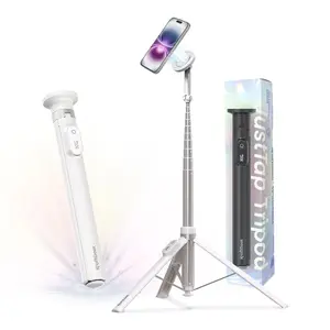 KraftGeek JustTap Magnetic 66" Selfie Stick Tripod for iPhone & Android Phones, Compatible with MagSafe, Fits iPhone 12/13/14/15/16 Series & iPad, MagSafe Case & Other Phones with Metal Ring, With Rechargeable Wireless Remote