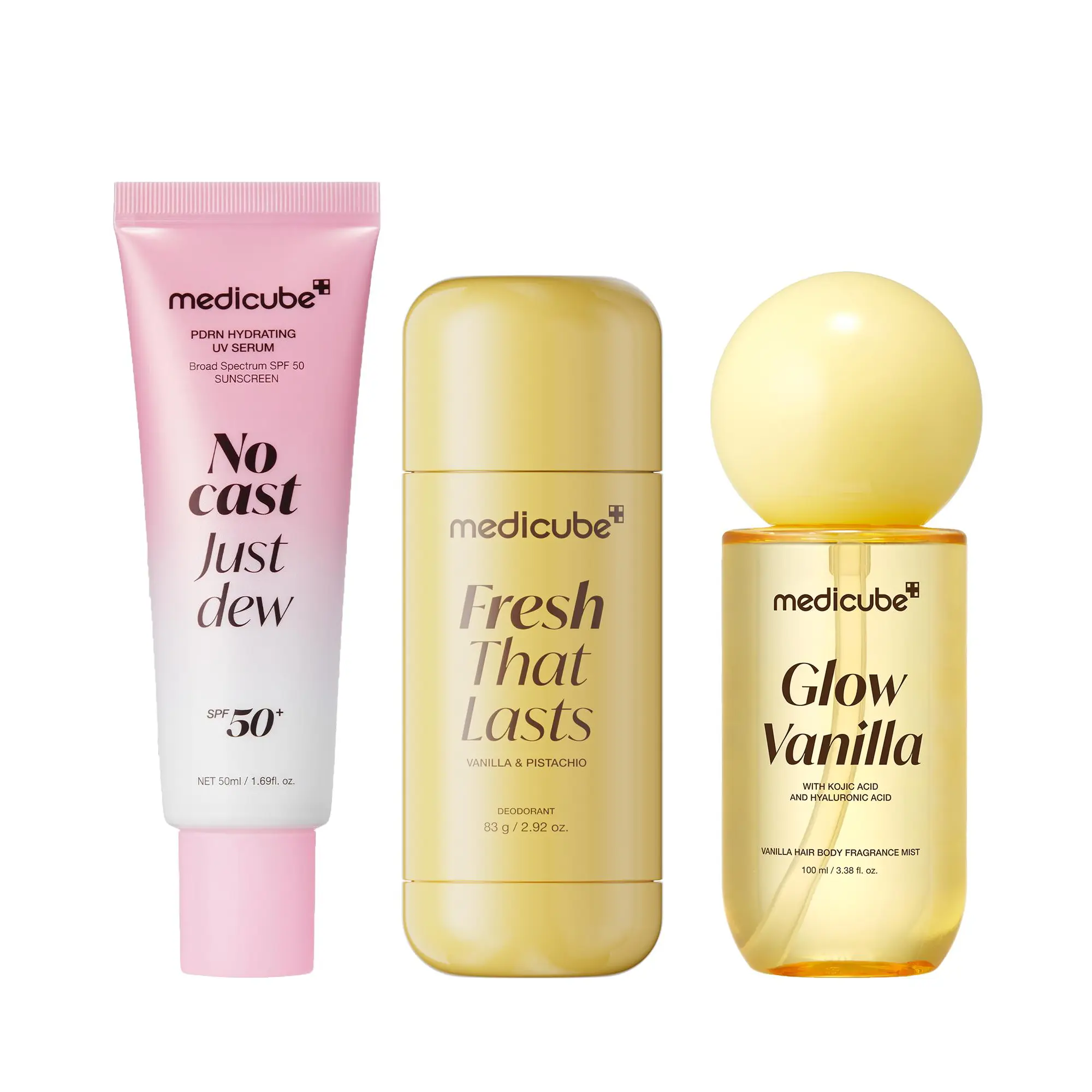[NEW] [medicube] Beat the Sun, Sweat & Odor Set | 24 Hours Odor Control, Deep Hydration, Body Brightening Care & Boosting Hair Radiance, Daily Lightweight Sunscreen SPF 50, Glow Vanilla | Korean Skincare, K-Beauty
