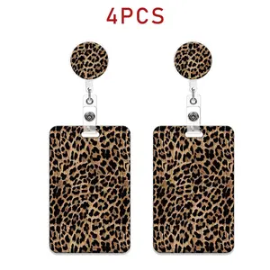 Leopard Print Badge Clip Set, Badge Reel, Vertical ID Holder, Medical Assistant Badge Buddy, Office Gift for Nurses, Doctors, Staff
