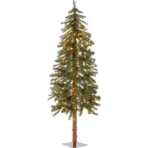 National Tree Company lit Artificial Christmas Tree Includes Pre-strung White Lights and Stand, Hickory Cedar Slim-5 ft