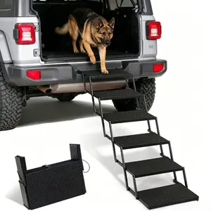Foldable Dog Car Steps & Ramp, Portable Dog Stairs for Cars, Folding Pet Stairs with Non-Slip Surface,High Weight Capacity Pet Ladder for Large Dogs, Perfect for Car& SUV& Truck& Travel& Sofa& Bed, Support Up to 200 Lbs, for Dogs&Cats