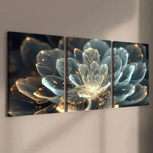 Flower Pattern Canvas Painting with Frame, 3 Counts/set Modern Art Design Wall Decor, Wall Art Decoration, Home Decor Products, Wall Art for Home Living Room Bedroom Office