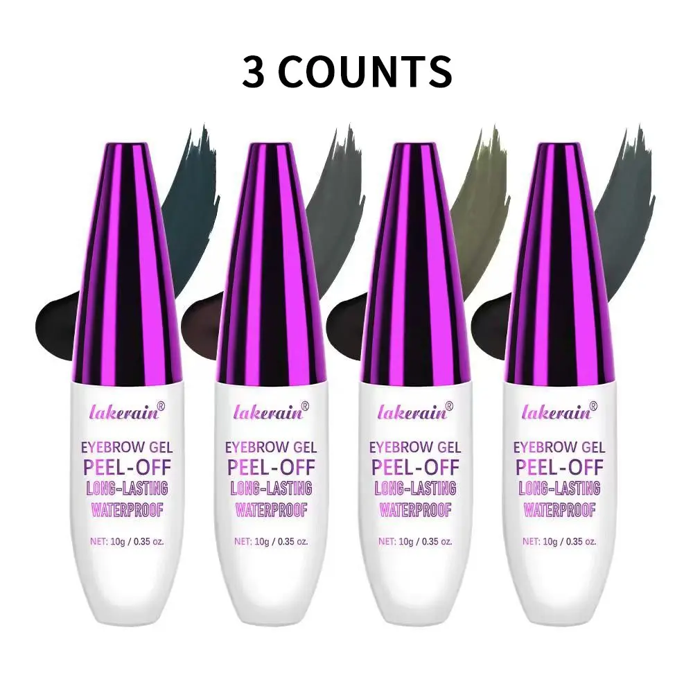 Waterproof Peel-Off Eyebrow Gel, 3 Counts Long-Lasting Smudge-Proof Brow Tint Set, Natural Color Brow Makeup Products for Women, Eyebrow Tint Kit