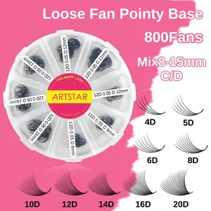 Premade Fans 3D 4D 5D 6D 8d10d 12D 14D 16D 20D Lashes Extensions, Very Soft Matte Black Color, Korea Pbt Material, 0.05mm 0.07mm, Mix Length 8-15mm, 800 Fans  Eyelash Extensions ,Eyelash Salon ,Eyelash Artist Use, Eyelash Cluster