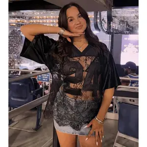 Sporty Chic Lace V-Neck 24 Graphic Jersey Top