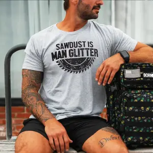Sawdust Is Man Glitter Shirt, Funny Woodworker Carpenter Shirt for Men, Blue Collar Dad Gift