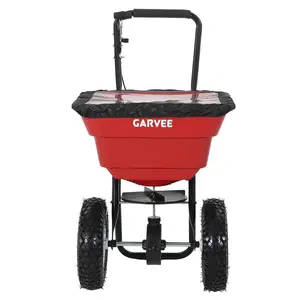 [FLASH SALE] Garvee 80 lb Push Broadcast Spreader, Walk-Behind Lawn & Garden Spreader with 29 L Hopper, 0–12 ft Coverage, 13" All-Terrain Wheels & 20-Level Flow Control for Seed, Fertilizer, Salt & Ice Melt, Black, Red