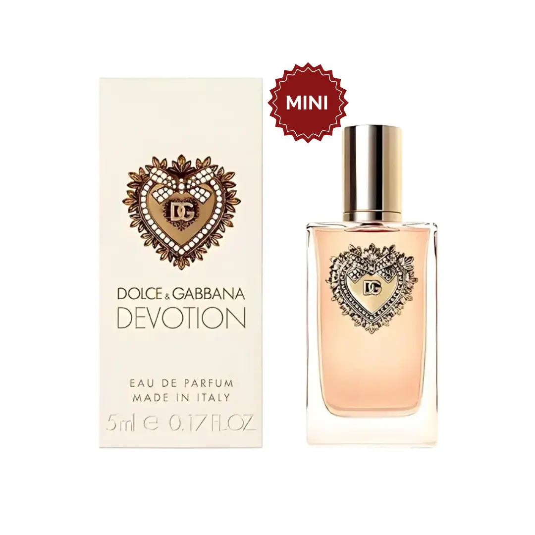 Dolce & Gabbana Devotion Eau De Parfum For Women 0.17 oz / 5 ml | Miniature Travel & Discovery Size | Luxury Gourmand Floral Women's Fragrance
