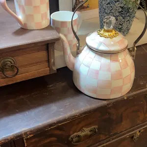 MacKenzie- Childs 2Qt Enamel Tea Kettle and Set of 2 Mugs
