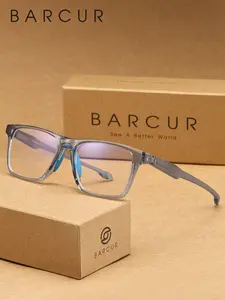 BARCUR Minimalist and Comfortable Square Full Frame Men's Decorative Glasses Square Eyeglass Frame Stylish Square Frames Square Frame Eyewear with PC Lens Material To Enhance Visual Comfort. Brand Packaging Is A Great Gift