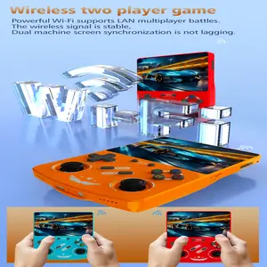 Genuine R40xx WIFI version retro handheld game console with joystick/button controls, supports 10+ emulators, 20,000+ games, 4.2-inch HD screen, quad-core processor, video player, rechargeable, perfect as a holiday gift.