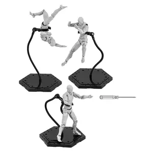 3 Pack Black Action Figure Stand,Action Figure Display Holder Stand Base,Compatible with HG RG SD SHF Gundam 1/144 Toy,Doll Stop Motion Holder Stand with Screwdriver