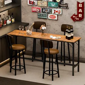 71 Inch Bar Table, Counter Height Pub Table with Triangular Reinforced Frame, Rectangular High Top Kitchen & Dining Table with Center Support